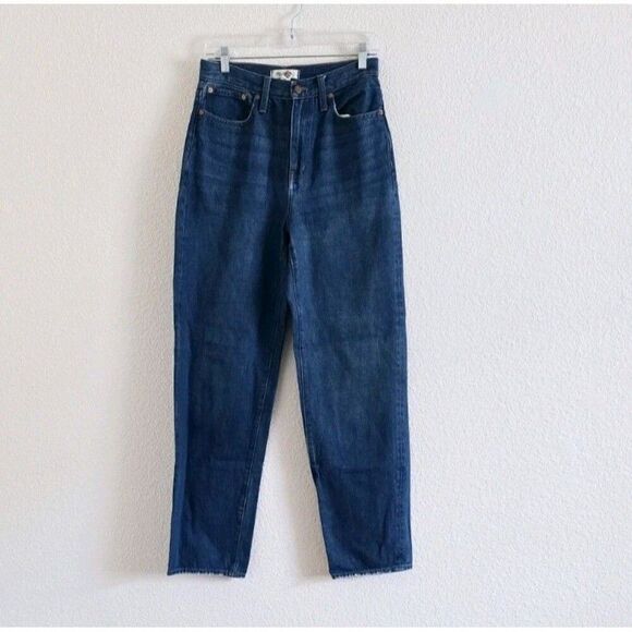 Madewell Baggy Straight Jeans Slouchy In Dark Worn Indigo Wash Size 26 - Picture 12 of 13